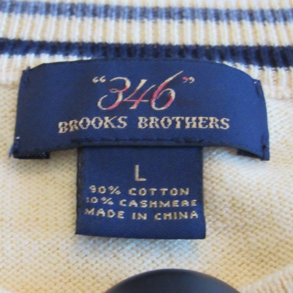 Brooks Brothers 346 Cashmere Blend Yellow Crew Neck Sweater Size Large EUC - Picture 5 of 6